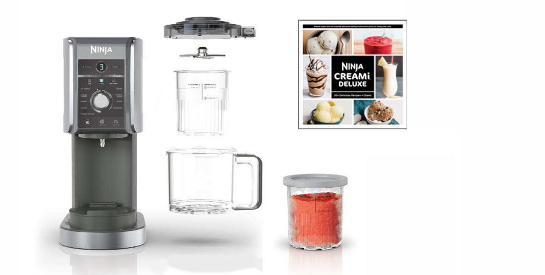 Maszynka do lodów NINJA Creami Deluxe NC502EU zestaw akcesoria komplet wyposazenie