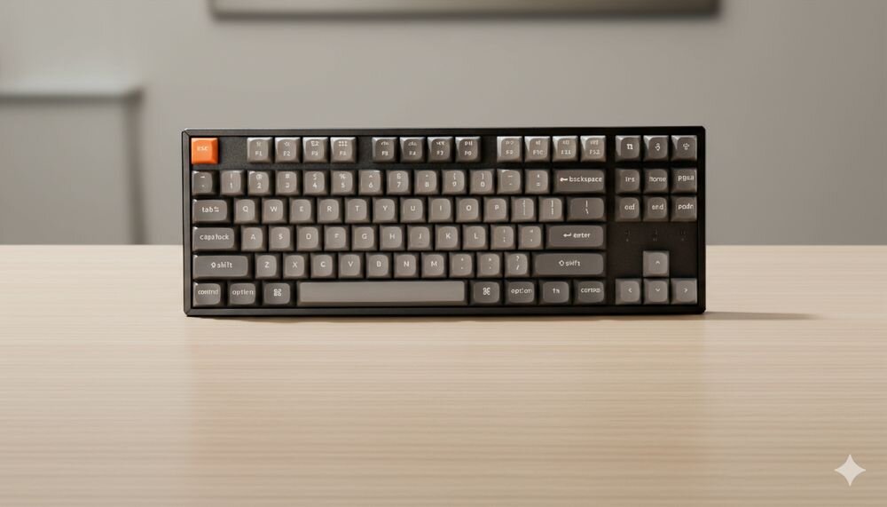 KEYCHRON K8 Max KEYCHRON K8 Max Bluetooth 5.1 trzema urządzeniami jednocześnie przewodowo 2.4 GHz odbiornika USB-A polling rate 1000 Hz Szybkie przełączanie - klawiatura na biurku pionowo