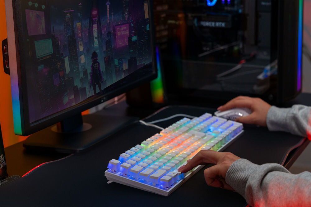 Klawiatura MAD DOG GK910W Gateron Red Biały klawisze pudding