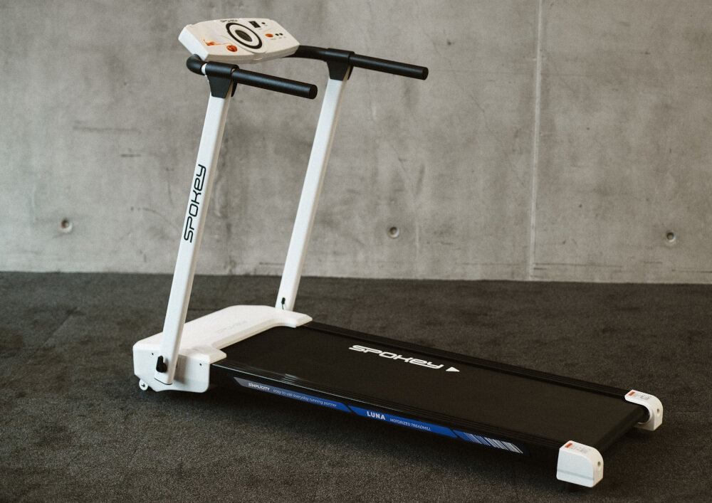 Bieżnia elektryczna SPOKEY Luna ciekawy design dbanie o kondycje fizyczna i zdrowie maksymalna waga uzytkownika do 110 kg