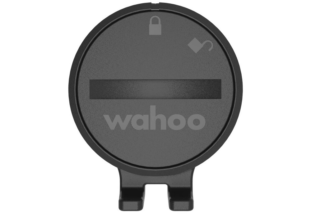 Czujnik prędkości WAHOO TrackR WFTRACKRSPD1 czujnik na białym tle widoczny z góry działa na baterii CR2032 nawet do 200 godzin pracy brak konieczności ładowania stała gotowość sprzętu