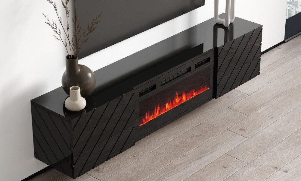 Szafka RTV CAMA MEBLE Luxe - Kominek elektryczny