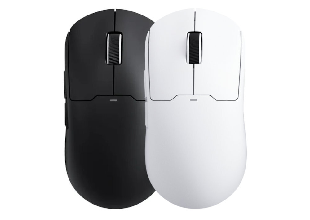MCHOSE A5 Pro Max dwóch wersjach kolorystycznych eleganckiej bieli klasycznej czerni - myszka w kolorze białym oraz czarnym na białym tle