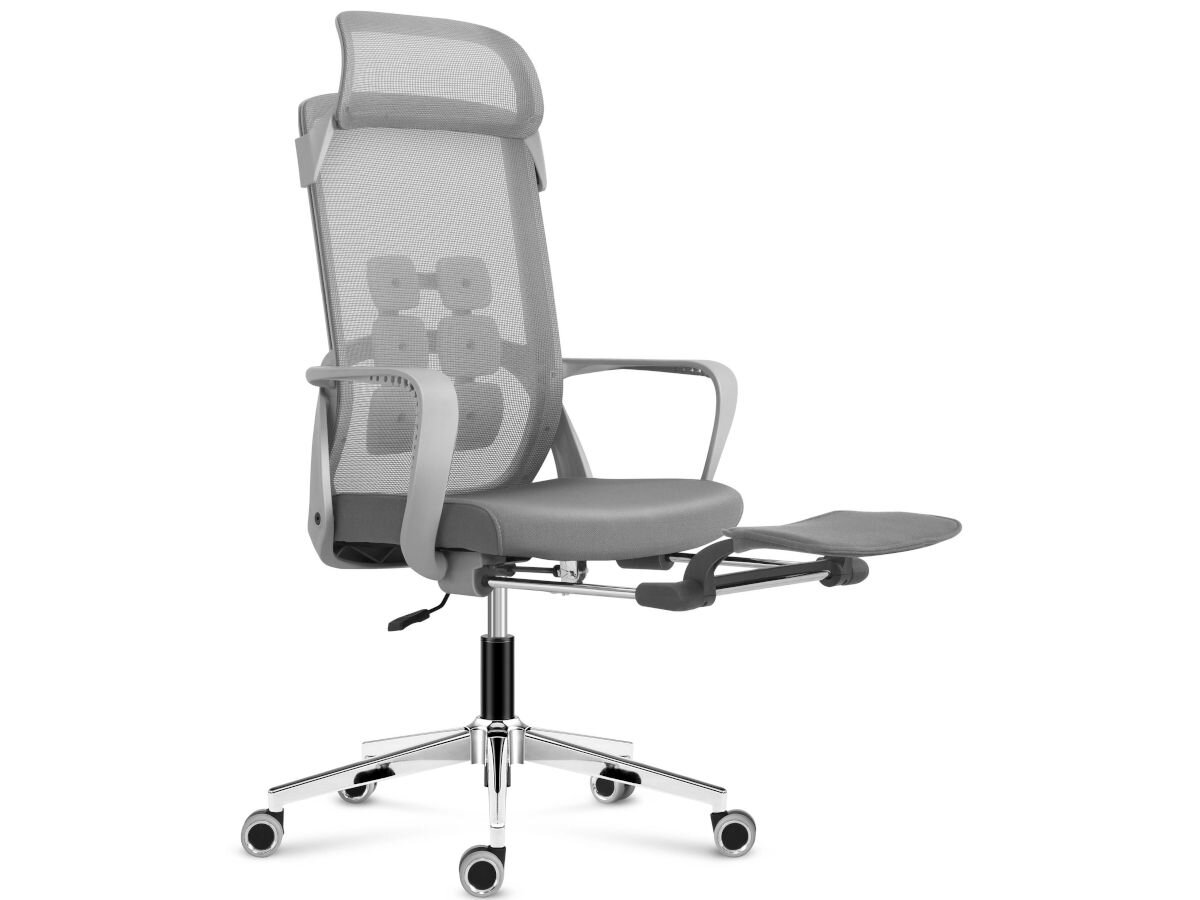 Fotel MARK ADLER Manager 3.6 Szary, poliuretanowo-kauczukowe, kółka, ciche, rysowanie, na białym tle fotel od boku i od frontu z wizualizacją wymiarów