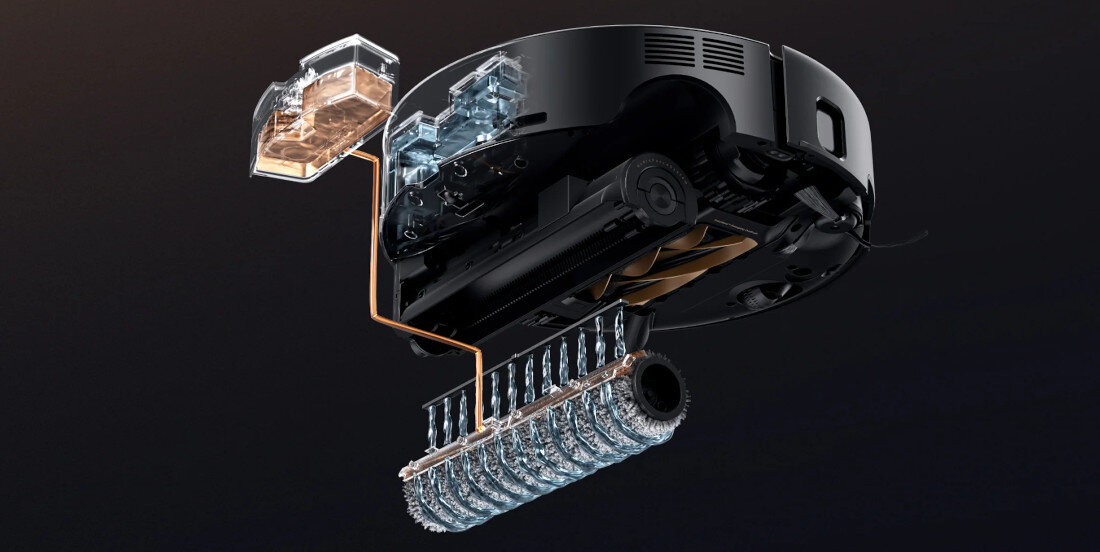 Robot sprzątający MOVA Z60 Ultra Roller Complete Biały Czysta woda bez kompromisów System mopowania HydroForce™ Wałek jest płukany w trakcie pracy zanieczyszczenia