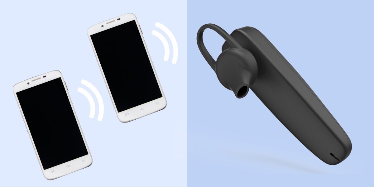 Połącz dwa urządzenia, technologia wielopunktowa, dwa smartfony oraz słuchawka po skosie