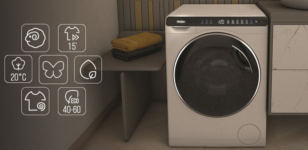 Pralka HAIER HW50-BP12307-S 5kg 1200 obr zestaw cykli progrmay opcje