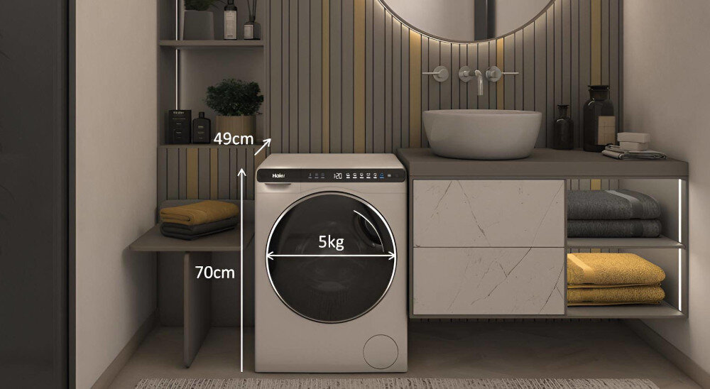 Pralka HAIER HW50-BP12307-S 5kg 1200 obr wymiary