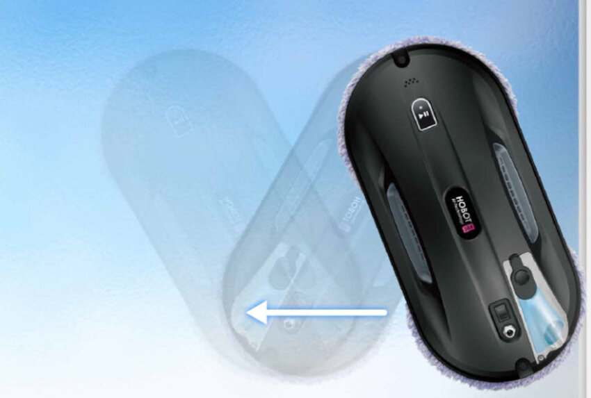 Robot do mycia okien HOBOT 388 czyszczenie obrotowe kolka czyszczace  gladko i swobodnie porusza sie po powierzchni unikatowy system nie zostawia sladow