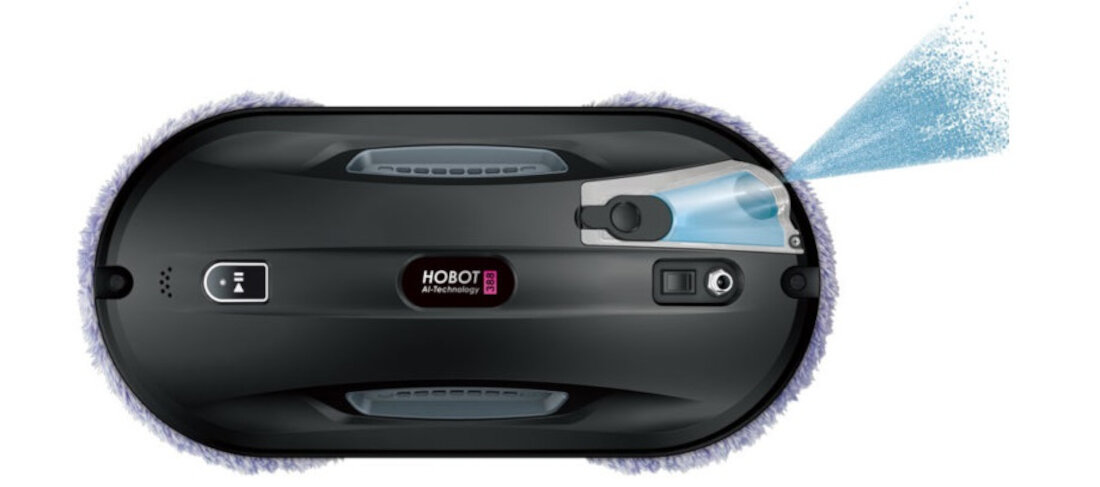 Robot do mycia okien HOBOT 388 ultradzwiekowy rozpylacz mgly gestosc 15 mikromentow rozpuszcza kurz poleruja okna bez smug