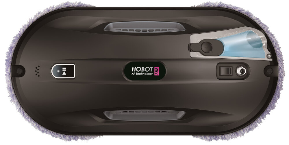 Robot do mycia okien HOBOT 388 wbudowany UPS zapobiega upadkowi algorytm kontrolny automatyczne aykrywanie wytrzymala linka zabezpieczajaca