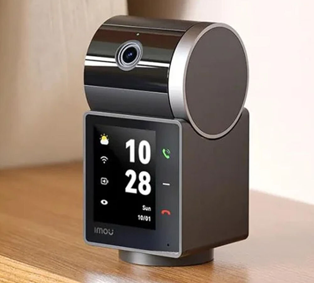 Kamera IMOU Rex VT Pro Wewnętrzna, Wi-Fi, ergonomiczne, zakres, temperatura, chmura, zbliżenie na kamere stojącej na blacie, frontem prawo skos