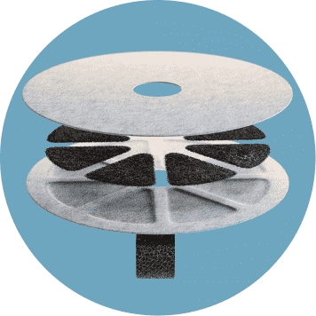 wielowarstwowy system filtracji obejmuje filtr z węglem aktywnym i wymianę jonów