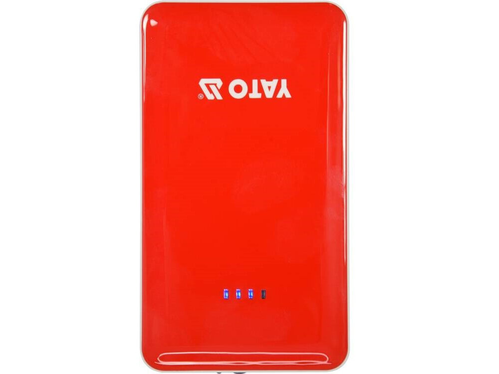 Urządzenie rozruchowe YATO 83080 Powerbank 7500 mAh urządzenie w pionie akumulator Li-Po energia 27,75 Wh technologia Li-Po czas ładowania 2 godziny czas rozruchu 2 sekundy oszczędność czasu interwał przerwy 30 s bezpieczeństwo użytkowania zapobiega przegrzaniu