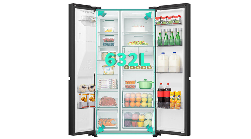 LODÓWKA HISENSE RS818N4TFE pojemnośc 499 półka szuflady pojemność