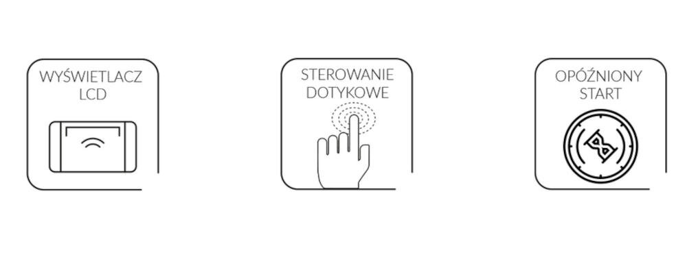MPM-25-KMI-01 kuchenka mikrofalowa wyświetlacz elektroniczny dotykowy panel sterowanie blokada klawiatura opóźniony start sygnał dźwiękowy