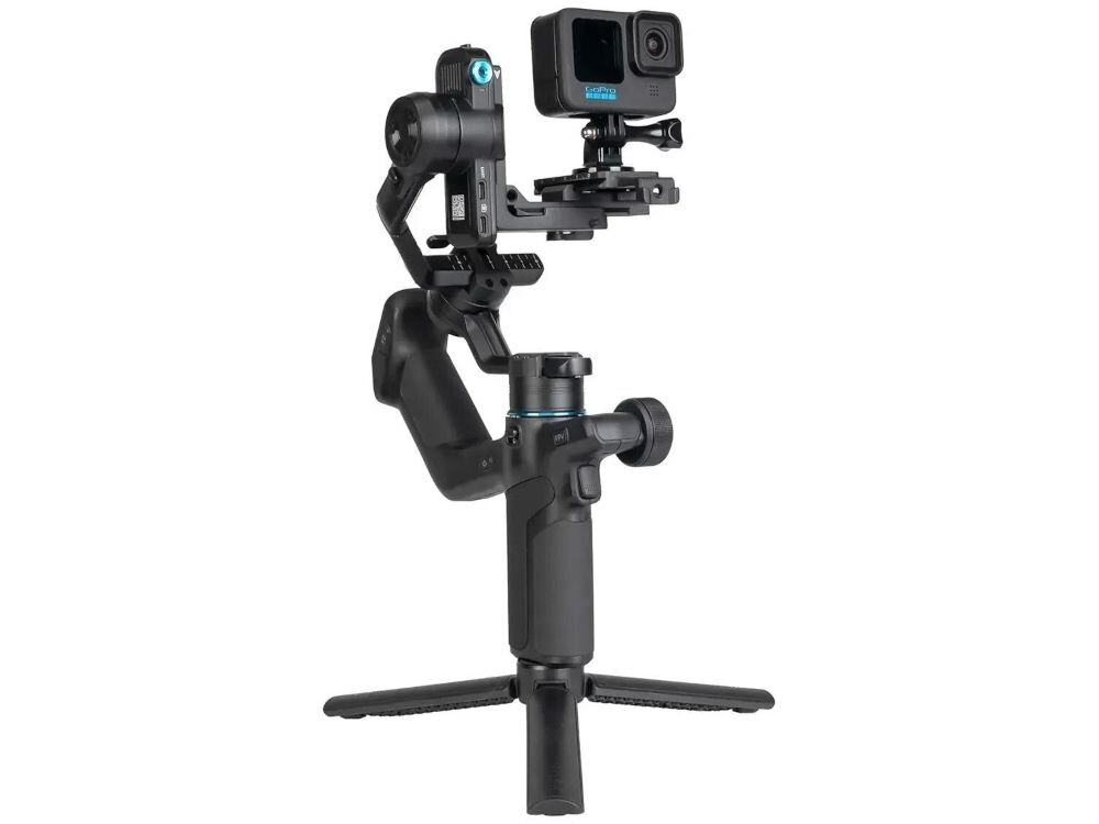 Panel sterowania oraz pokrętło wielofunkcyjne na obudowie gimbala FEIYUTECH Scorp Mini 3 Pro.