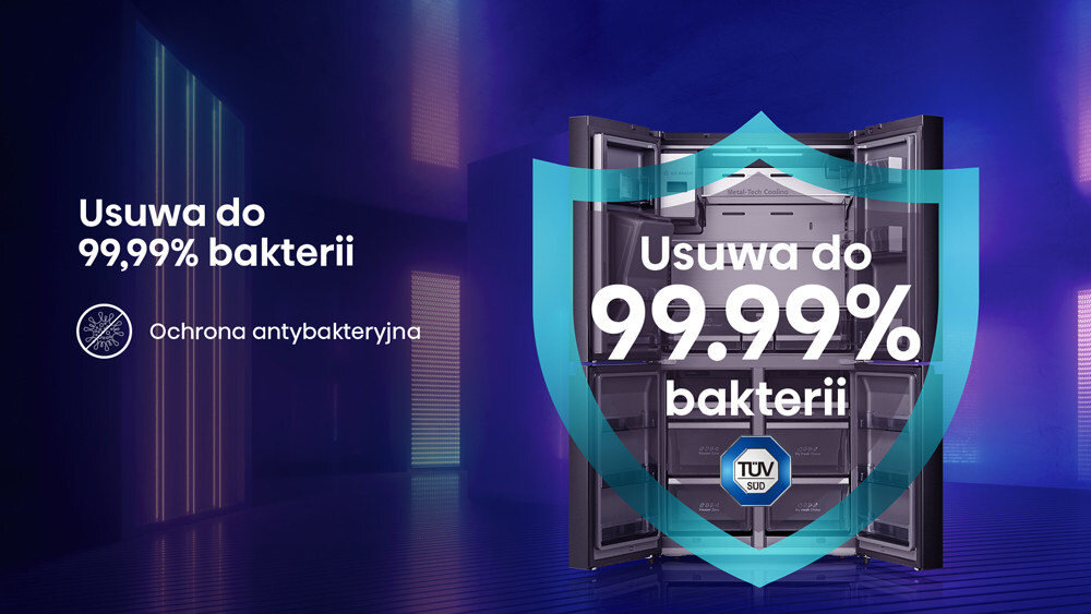 Lodowka HISENSE RQ760N4IFE Side by Side No frost 178.5cm Czarna Podajnik wody Kostkarka Ochrona antybakteryjna