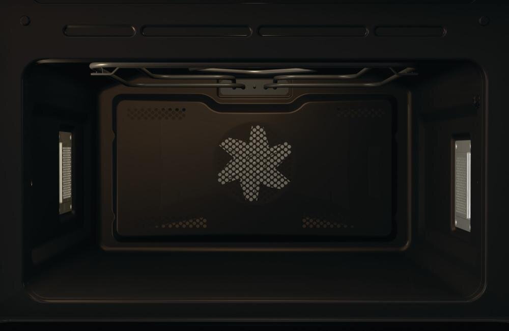 PIEKARNIK HISENSE BIM4434ABG8 wizualizacja wnętrze otwarty wentylator tylna ściana Technologia inwerterowa Równomierne grzanie oszczędzanie energii krótszy czas gotowania