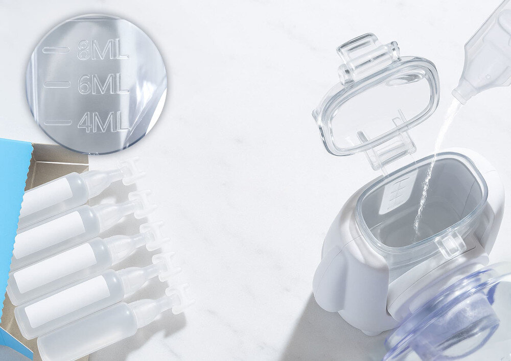 Inhalator nebulizator ultradźwiękowy NENO Atemo zdjęcie lifestyle Duży pojemnik na lek Pojemnik na lek o pojemności 8 ml 