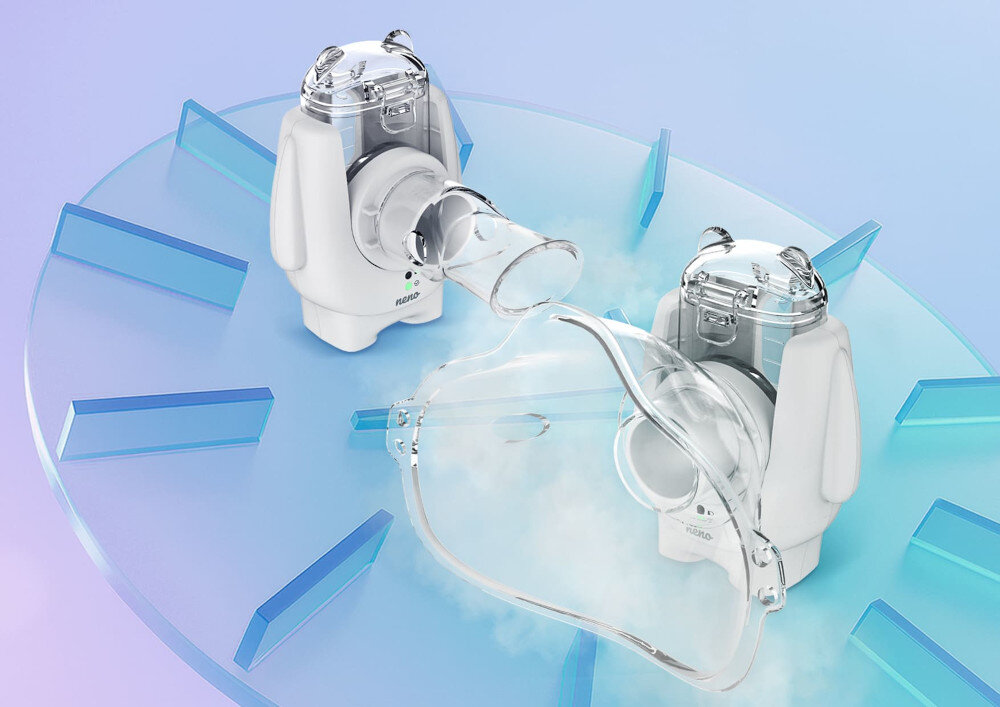 Inhalator nebulizator ultradźwiękowy NENO Atemo zdjęcie lifestyle Szybka inhalacja lek trafia do dróg oddechowych objawy ulga