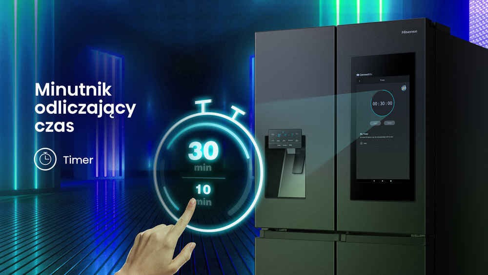 Lodowka HISENSE RQ760N4IFE Side by Side No frost 178.5cm Czarna Podajnik wody Kostkarka timer wbudowany minutnik