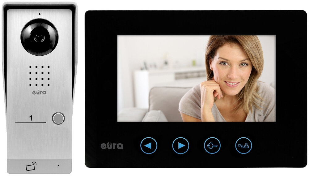 Wideodomofon EURA VDP-55A3 Czarny solidne bezpieczenstwo monitor VDA-06A3 kaseta zew4 VDA-91A3 wysoka jakosc obrazu szerokie mozliwosci funkcjonalne