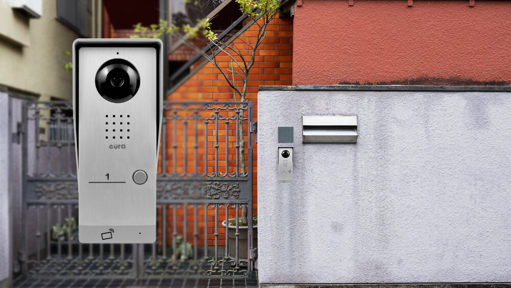 Wideodomofon EURA VDP-55A3 Czarny kaseta zewnetrzna VDA-91A3 6 diod LED czujnik zmierzchowy obraz w rozdzielczosci 500 TVL obiekty o polu widzenia 60 stopni breloki zblizeniowe