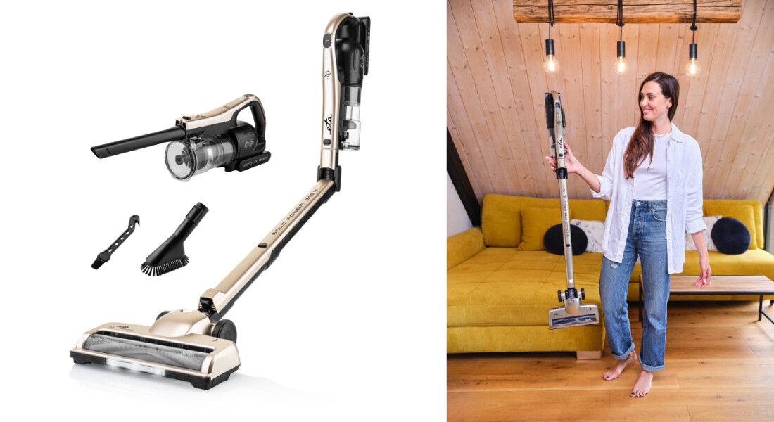 Odkurzacz ETA Gold Power 1212 90000 2w1  pionowy i ręczny swoboda bez kabli lekka konstrukcja waga rozwiązanie do codziennego utrzymania czystości