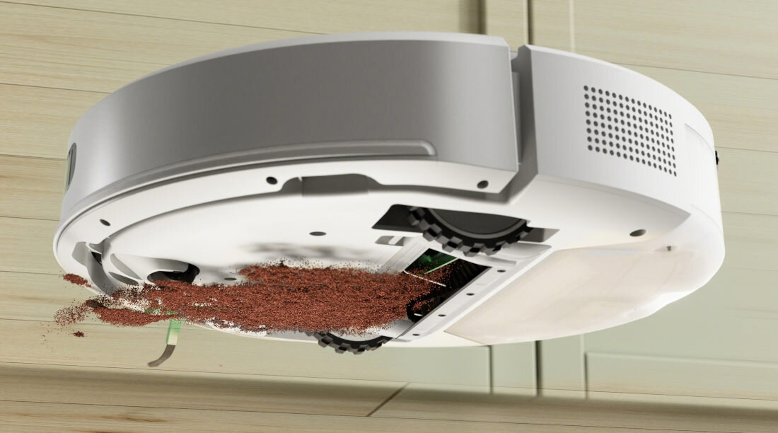 Robot sprzątający IROBOT Roomba Combo 105 AutoEmpty Biały skuteczność sprzątania silnik moc usuwa kurz i zabrudzenia Gumowa szczotka główna z włosiem boczna szczotka nakładka mopująca z mikrofibry