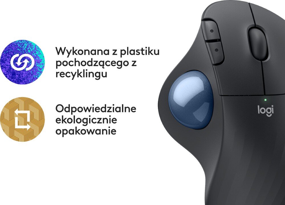 Mysz LOGITECH Ergo M575S Grafitowy ekologia środowisko recykling