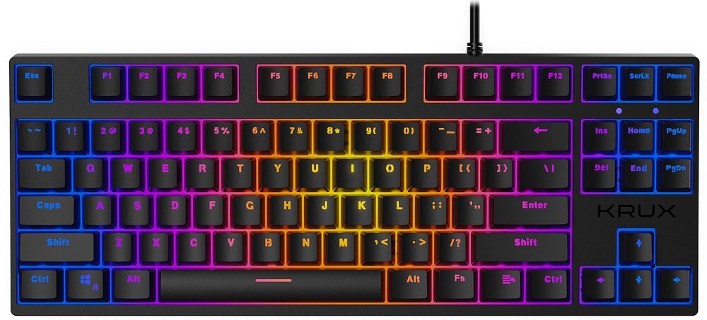 Klawiatura KRUX Atax Pro RGB Outemu - wygląd ogólny wytrzymałośc kompaktowe rozmiary brak bloku numerycznego