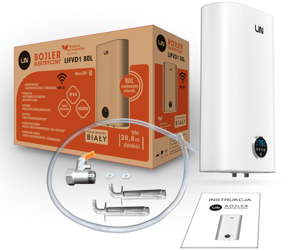 Bojler elektryczny LIN LIFVD1 zestaw akcesoria komplet wyposazenie