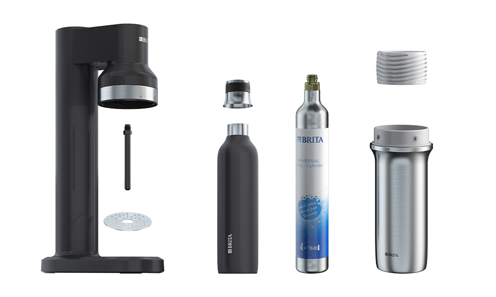 Saturator BRITA Sodatrio Czarny budowa saturatora