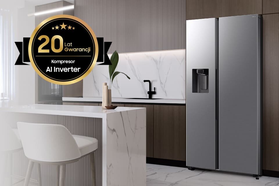 w lodówce rs70f64kdteo zastosowano wspierany sztuczną inteligencją cyfrowy kompresor