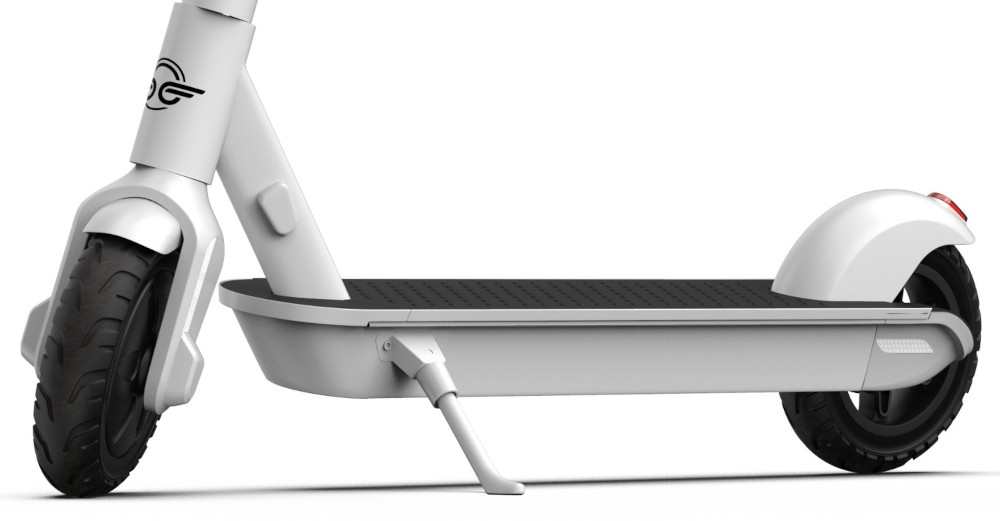 Hulajnoga elektryczna BIRD One Biały składana stopka wytrzymała nóżka w centralnym punkcie ciężkości