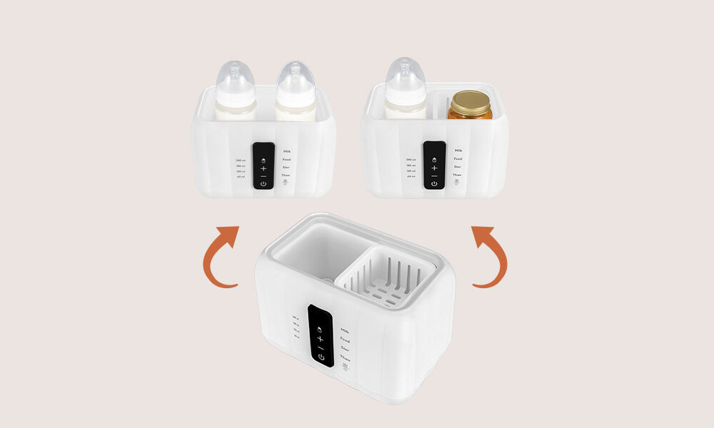 Podgrzewacz do butelek LIONELO Thermup Duo Biały Dwa zadania jednocześnie Dwie niezależne komory daje elastyczność i organizację dnia