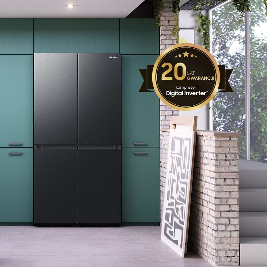 Media Expert - lodówka Samsung RF65DG960EB1 - zdjęcie - urządzenie w zielonej kuchni