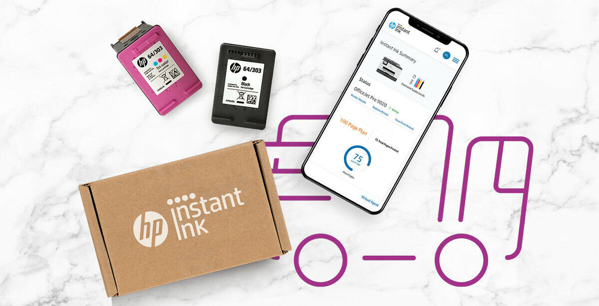 Tusz HP 305 Instant Ink Kolorowy 2 ml 3YM60AE automatyczne rozpoznaje niski poziom tuszu i zamawia nowy subskrypcja HP Instant Ink prosty zwrot zużytych wkładów kompleksowy program recyklingu HP