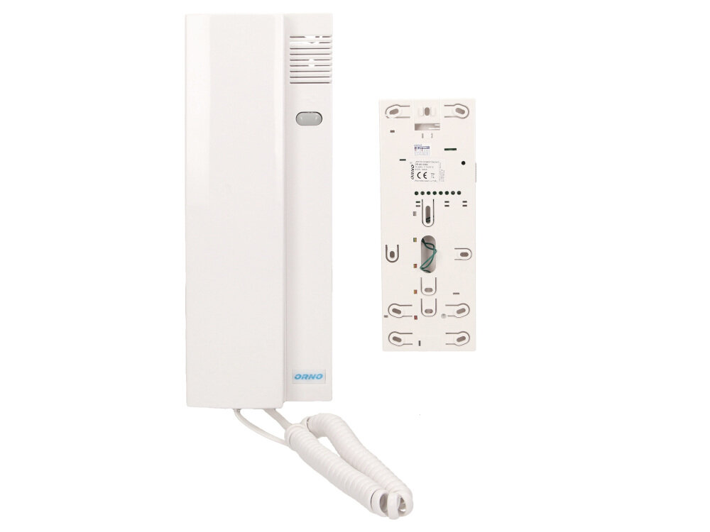 Unifon ORNO OR-AD-5002 Biały kolor klasyczny elegancki wygląd do montażu natynkowego ma regulację głośności dzwonka 2-żyłowy system łączenia z wytrzymałego tworzywa sztucznego duży głośnik o czystym wyraźnym brzmieniu