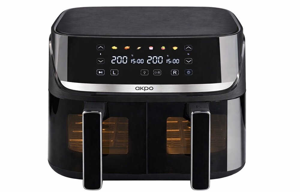 Air Fryer Frytkownica beztłuszczowa AKPO ABF 900CY praktyczne okienko, bez konieczności otwierania, inteligentny tryb, dwie komory