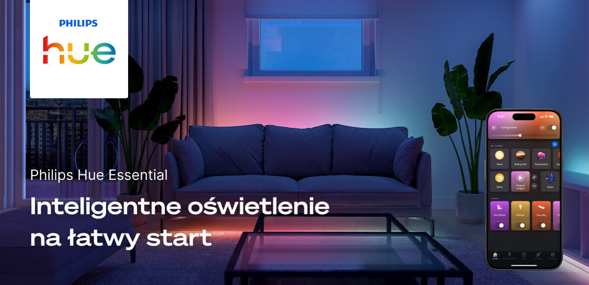 Taśma LED PHILIPS HUE 929004294901 5 m Bluetooth/ZigBee, światło, zasilanie, jasność, żarówka, Baner Philips Hue: Inteligentne oświetlenie na łatwy start.