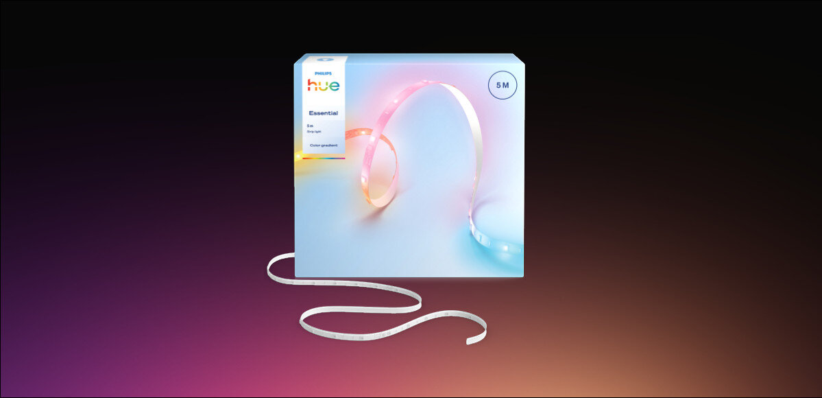 Taśma LED PHILIPS HUE 929004294901 5 m Bluetooth/ZigBee, zestaw, taśma, led, instrukcja, Pudełko taśmy LED Philips Hue Essential 5m Color Gradient.