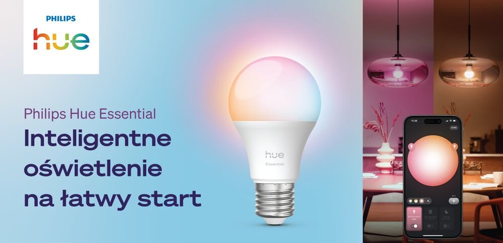Taśma LED PHILIPS HUE Essential Neon Flex 929004295101 5 m Bluetooth, światło, dekoracja, lampa, jasność, Zarządzanie oświetleniem za pomocą smartfona.