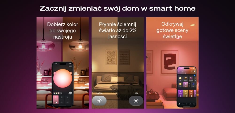 Taśma LED PHILIPS HUE Essential Neon Flex 929004295101 5 m Bluetooth, barwy, biele, ściemnianie, kompatybilność, Różnokolorowe strefy oświetlenia w mieszkaniu.