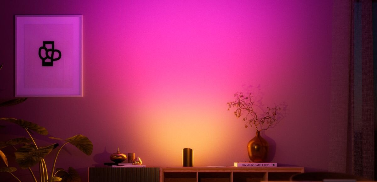 Lampa PHILIPS HUE Play 929004236301 (2 szt.), gradienty, dynamiczne, energia, relaks, lampa oświietla ścianę pokoju gościnnego