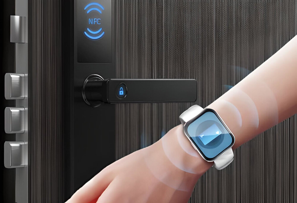 Smartwatch KUMI KU6 Meta Srebrny nadajnik NFC placenie rachukow robienie zakupow dwukierunkowa platnosc platnosc za pomoca Alipay kodu QR klucz do drzwi sparowanie zegarka z odpowiednim zamkiem wejsciowym