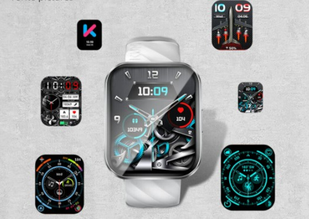 Smartwatch KUMI KU6 Meta Srebrny wyswietlacz kolorowy dotykowy rozmiar 1,96-cala spersonalizowane tarcze ponad 100 tarcz do wybory funkcja kamery