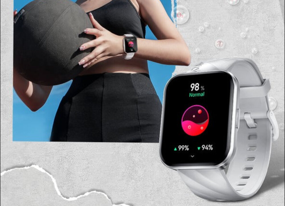 Smartwatch KUMI KU6 Meta Srebrny czujniki biometryczne pomiar poziomu natlenienia organizmy sprawdzanie pracy serca pomiar w czasie rzeczywistym na realnej osobie