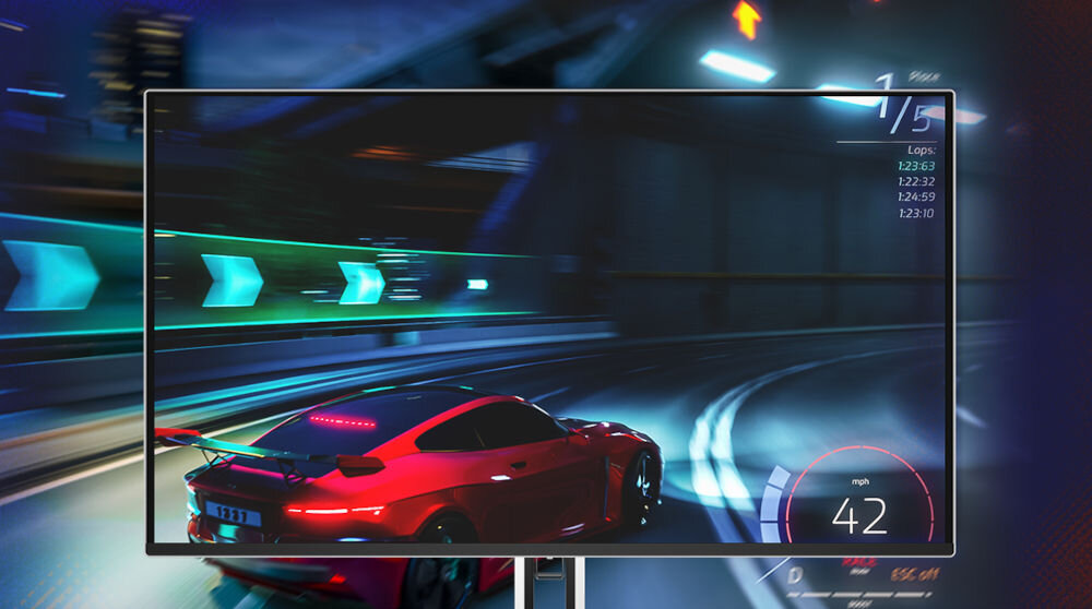 Monitor LENOVO Legion Pro 32UD-10 31.5 cala 3840x2160px 240Hz 0.03 [GTG] 	
					Zbliżenie na ekran monitora gamingowego Lenovo Legion z wyścigową grą wychodzącą poza ekran
					częstotliwość odświeżania czas reakcji redukcja efektu ghostingu i rozmycia stabilny obraz certyfikacja ClearMR 1300 AMD FreeSync Premium Pro VESA Adaptive Sync